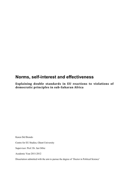 Norms, Self-Interest and Effectiveness Explaining Double Standards in EU Reactions to Violations of Democratic Principles in Sub-Saharan Africa