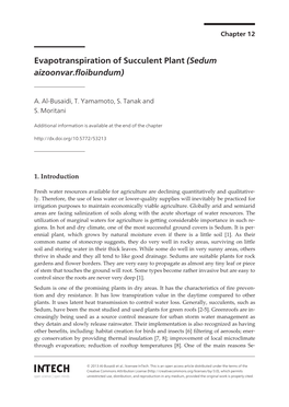 Evapotranspiration of Succulent Plant (Sedum Aizoonvar.Floibundum)