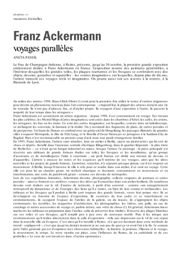 Franz Ackermann Voyages Parallèles ANETA PANEK