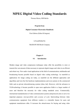 MPEG Digital Video Coding Standards