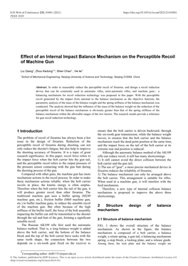 Effect of an Internal Impact Balance Mechanism on the Perceptible Recoil of Machine Gun