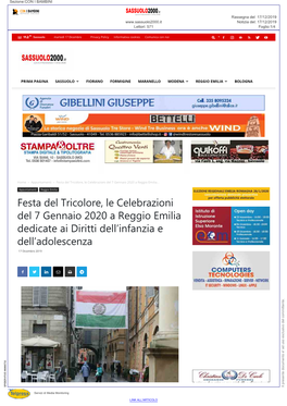 Festa Del Tricolore, Le Celebrazioni Del 7 Gennaio 2020 a Reggio Emilia