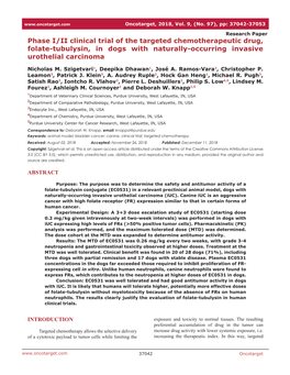 Phase I/II Clinical Trial of the Targeted Chemotherapeutic Drug, Folate-Tubulysin, in Dogs with Naturally-Occurring Invasive Urothelial Carcinoma