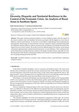 Diversity, Disparity and Territorial Resilience in the Context of the Economic Crisis: an Analysis of Rural Areas in Southern Spain