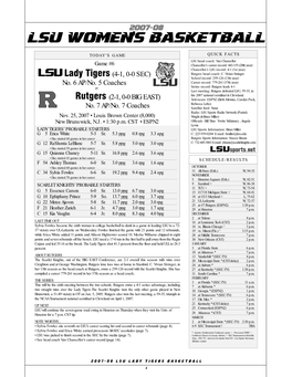 LSU Women's Basketball LSU Combined Team Statistics (As of Nov 21, 2007) All Games