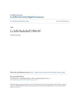 La Salle Basketball 1968-69 La Salle University