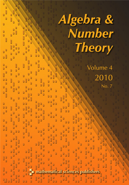 Algebra & Number Theory Vol. 4 (2010)