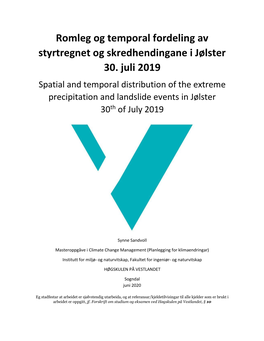 Romleg Og Temporal Fordeling Av Styrtregnet Og Skredhendingane I Jølster 30