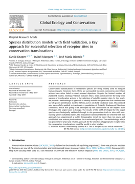Species Distribution Models with Field Validation, a Key Approach For