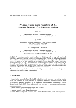 Proposed Large-Scale Modelling of the Transient Features of a Downburst Outflow