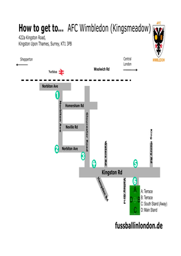 AFC Wimbledon (Kingsmeadow) 422A Kingston Road, Kingston Upon Thames, Surrey, KT1 3PB