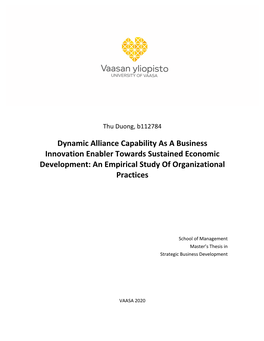 Dynamic Alliance Capability As a Business Innovation Enabler Towards Sustained Economic Development: an Empirical Study of Organizational Practices