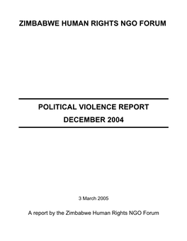 Political Violence Report Dec 2004