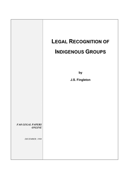 Legal Recognition of Indigenous Groups