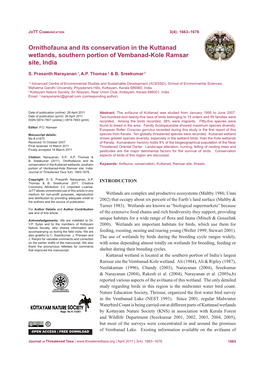 Ornithofauna and Its Conservation in the Kuttanad Wetlands, Southern Portion of Vembanad-Kole Ramsar Site, India