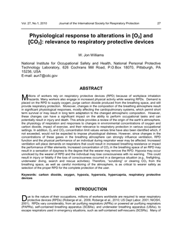 Physiological Response to Alterations in [O2] and [CO2]: Relevance to Respiratory Protective Devices