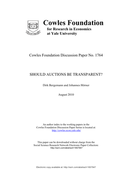 Cowles Foundation for Research in Economics