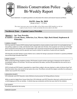 Illinois Conservation Police Bi-Weekly Report