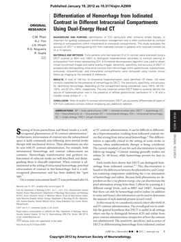 Differentiation of Hemorrhage from Iodinated Contrast in Different Intracranial Compartments Using Dual-Energy Head CT