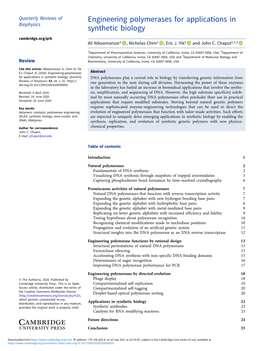 Engineering Polymerases for Applications in Synthetic Biology