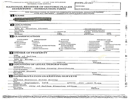 NATIONAL REGISTER of HISTORIC PLACES INVENTORY -- NOMINATION FORM Flname Fllocation CLASSIFI CATION 4.OWNEROFPROPERTY ~LOCATION