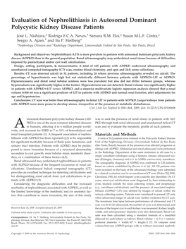 Evaluation of Nephrolithiasis in Autosomal Dominant Polycystic Kidney Disease Patients