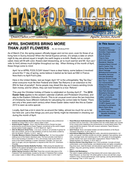 Newsletter April 2010 Desert Harbor, a 55+ Community Apache Junction, Arizona