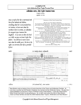 2004 Addendum Elsie Taylor Fountain Pain