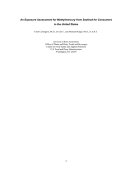 An Exposure Assessment for Methylmercury from Seafood for Consumers in the United States