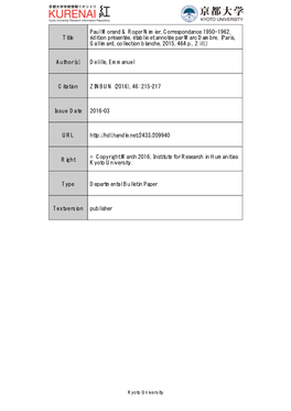 Title Paul Morand & Roger Nimier, Correspondance 1950‒1962