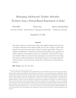 Reshaping Adolescents' Gender Attitudes: Evidence from a School