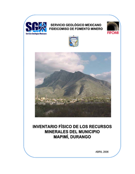 Inventario Físico De Los Recursos Minerales Del Municipio