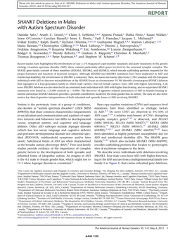 SHANK1 Deletions in Males with Autism Spectrum Disorder