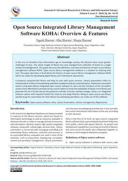 Open Source Integrated Library Management Software KOHA