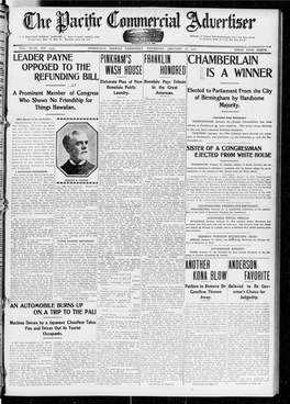 Isyouse REFUNDING BILL US a WINNER Utv Elaborate Plan of New Honolulu Pays Tribute Honolulu Public to the Great Elected to a Prominent Member of Congress Laundry