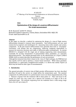 12.6 Optimisation of the Design of a Neutron Diffractometer for Strain Measurement