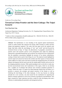 Toward an Urban Frontier and the Inter-Linkage: the Taipei Scenario