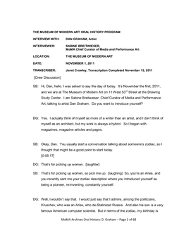 Dan Graham Transcript