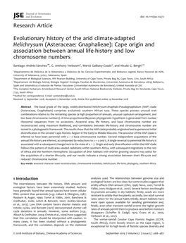 Evolutionary History of the Arid Climate‐Adapted Helichrysum (Asteraceae: Gnaphalieae): Cape Origin and Association Between An