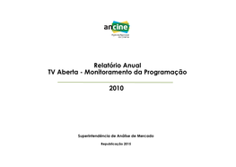 Relatório Anual TV Aberta - Monitoramento Da Programação