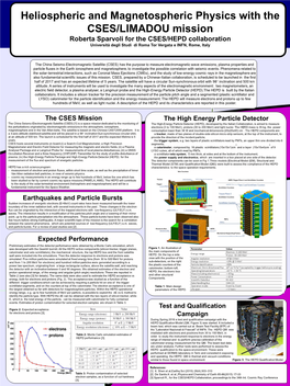 Roberta Sparvoli for the CSES/HEPD Collaboration Università Degli Studi Di Roma Tor Vergata E INFN, Rome, Italy