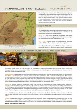 THE MAFURI SAFARI – 6 NIGHT Packages