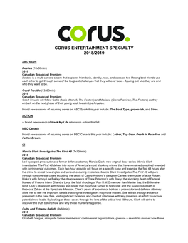 Corus Entertainment Specialty 2018/2019