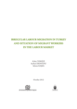 Irregular Labour Migration in Turkey and Situation of Migrant Workers in the Labour Market