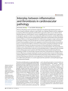 Interplay Between Inflammation and Thrombosis in Cardiovascular Pathology