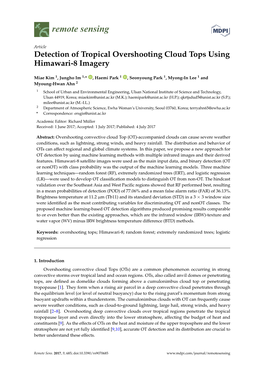 Detection of Tropical Overshooting Cloud Tops Using Himawari-8 Imagery