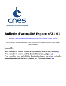 Actualité Espace N°21-01