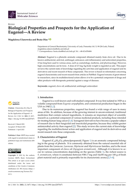 Biological Properties and Prospects for the Application of Eugenol—A Review