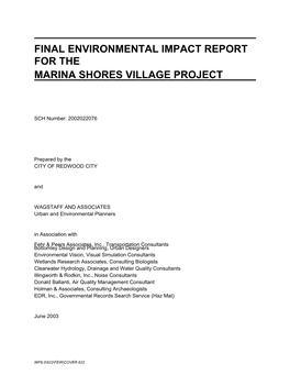 Final Environmental Impact Report for the Marina