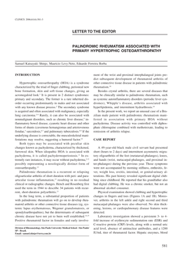 Letter to the Editor Palindromic Rheumatism Associated with Primary